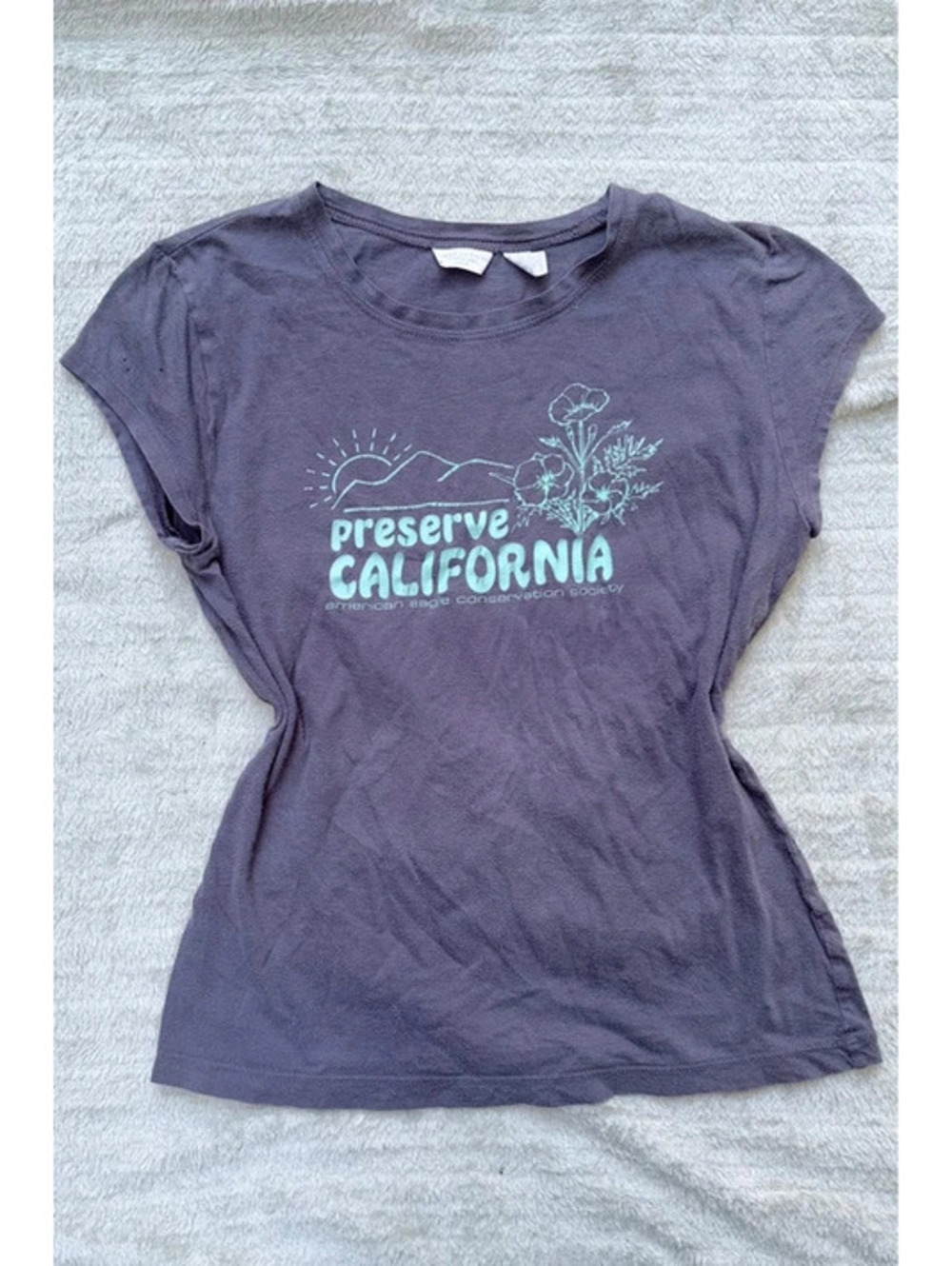 Gray American Eagle Y2K 2000’s graphic baby tee